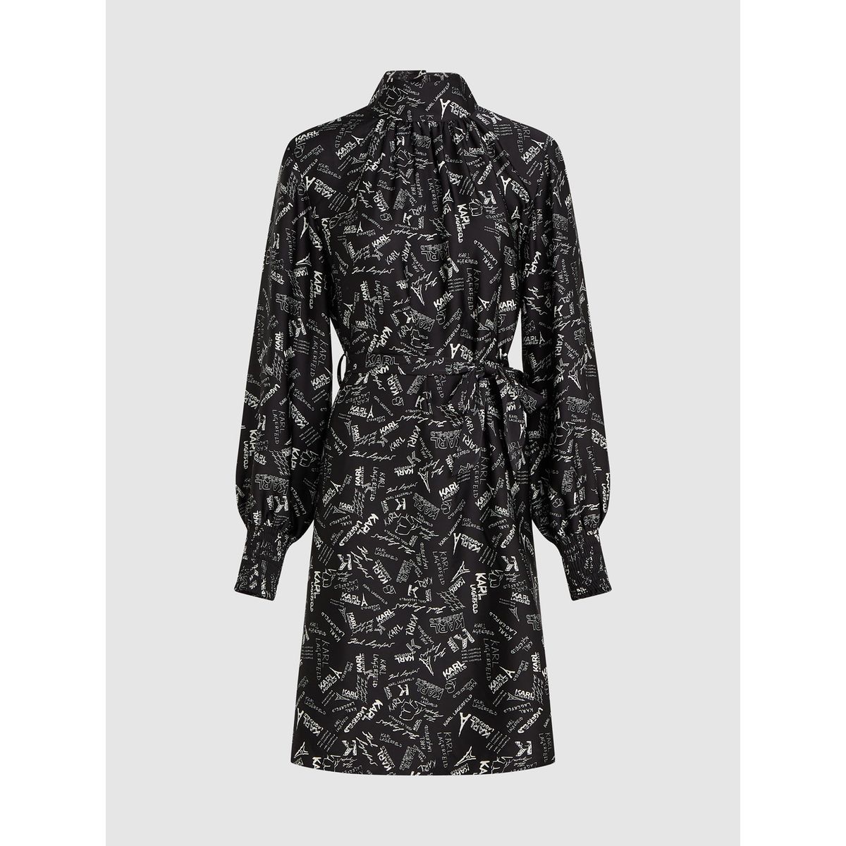 KARL LAGERFELD - Vestido con estampado integral de París y cinturón a juego