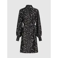 KARL LAGERFELD - Vestido con estampado integral de París y cinturón a juego