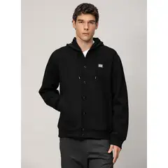 KARL LAGERFELD - Chaqueta bomber con gorro de nailon Negro