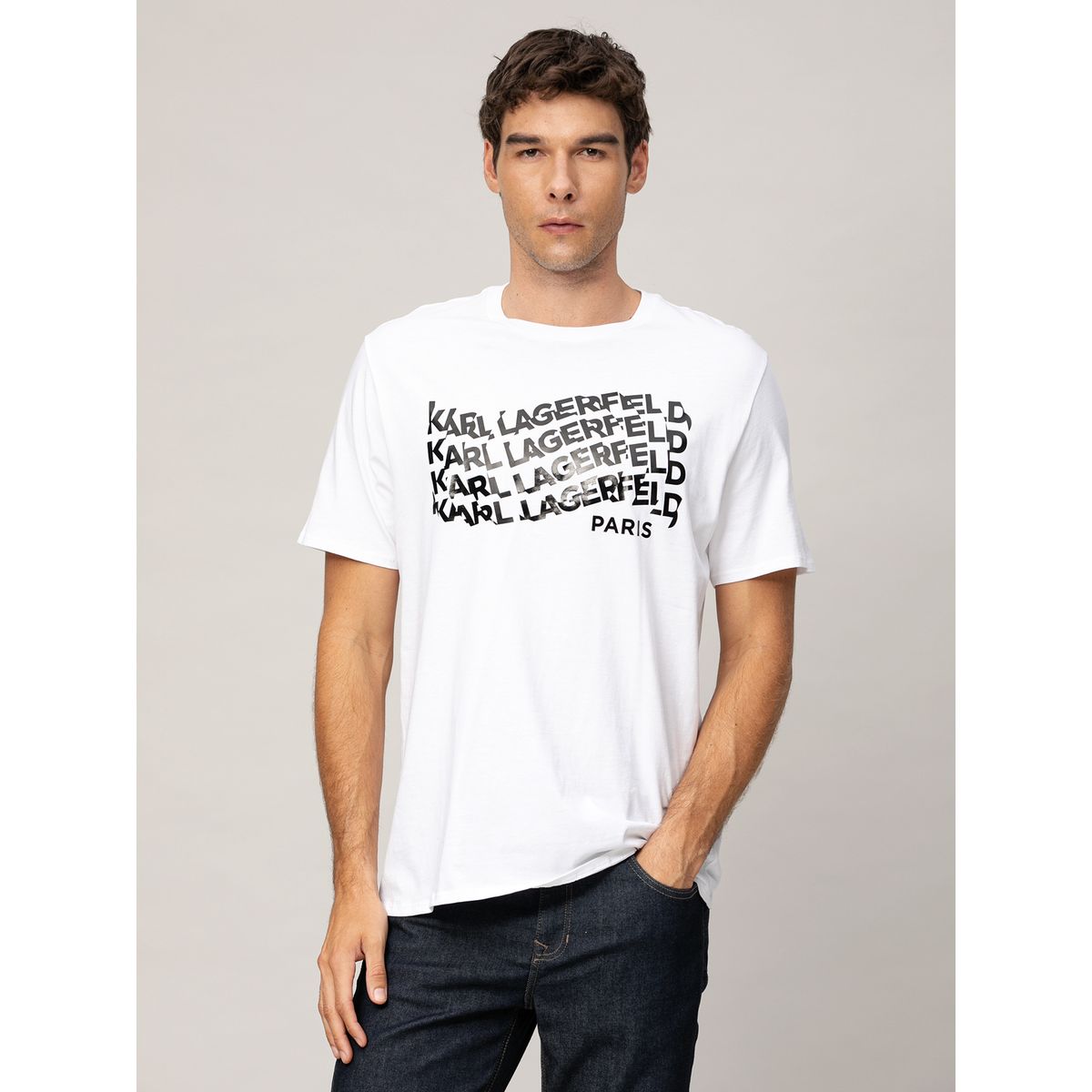 KARL LAGERFELD - Polera con estampado gráfico de logo en efecto ola