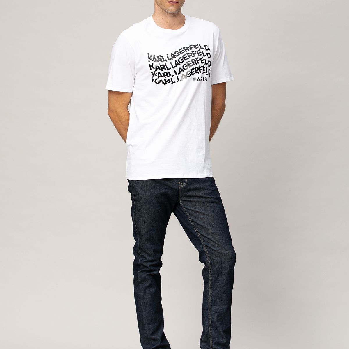 KARL LAGERFELD - Polera con estampado gráfico de logo en efecto ola