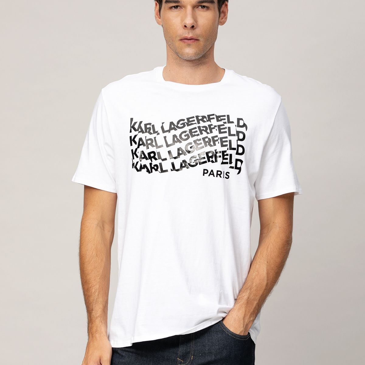 KARL LAGERFELD - Polera con estampado gráfico de logo en efecto ola