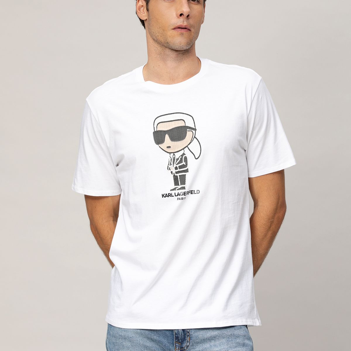 KARL LAGERFELD - Polera con estampado de Karl bordado completo