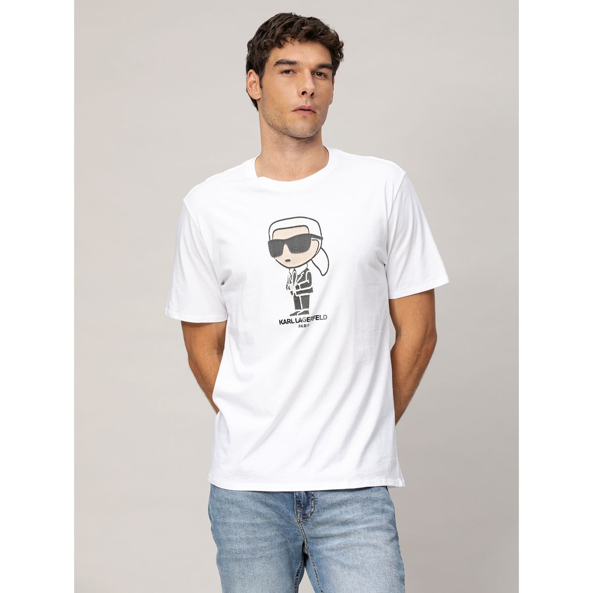 KARL LAGERFELD - Polera con estampado de Karl bordado completo