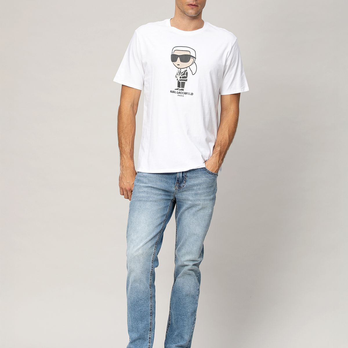 KARL LAGERFELD - Polera con estampado de Karl bordado completo