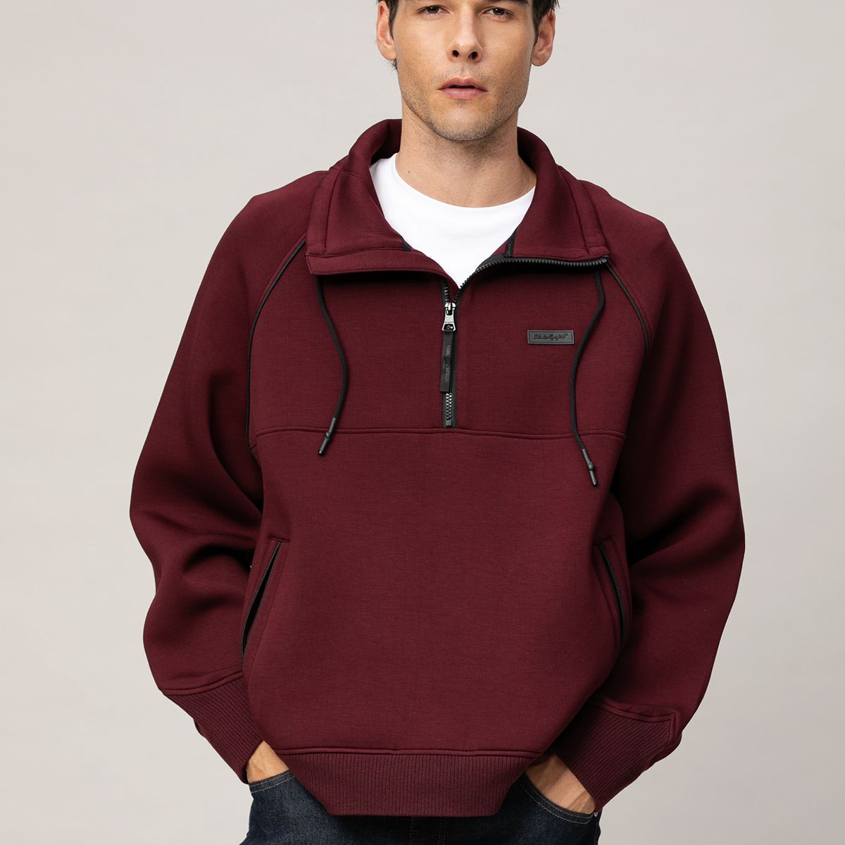 KARL LAGERFELD - Chaqueta deportiva con media cremallera y cuello alto