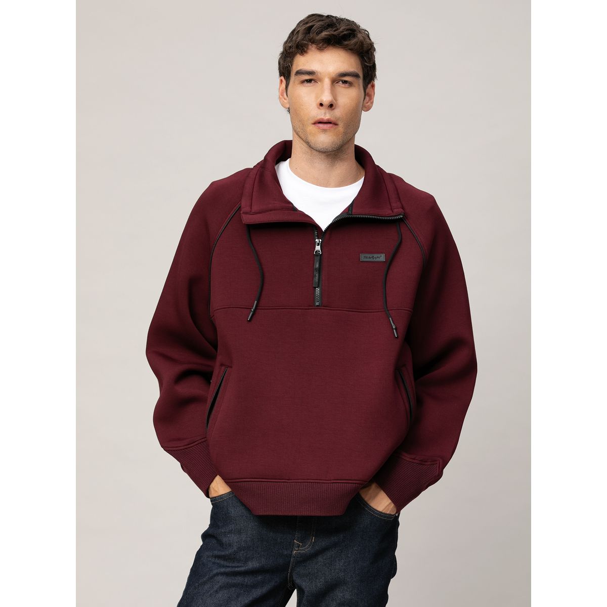 KARL LAGERFELD - Chaqueta deportiva con media cremallera y cuello alto