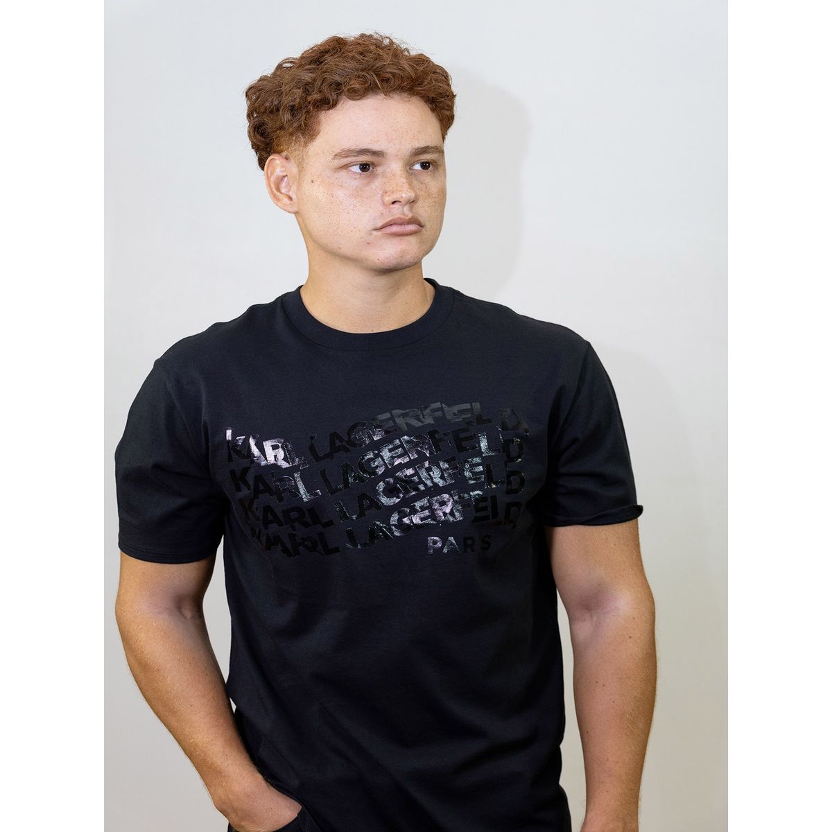 KARL LAGERFELD - Polera con estampado gráfico de logo en efecto ola