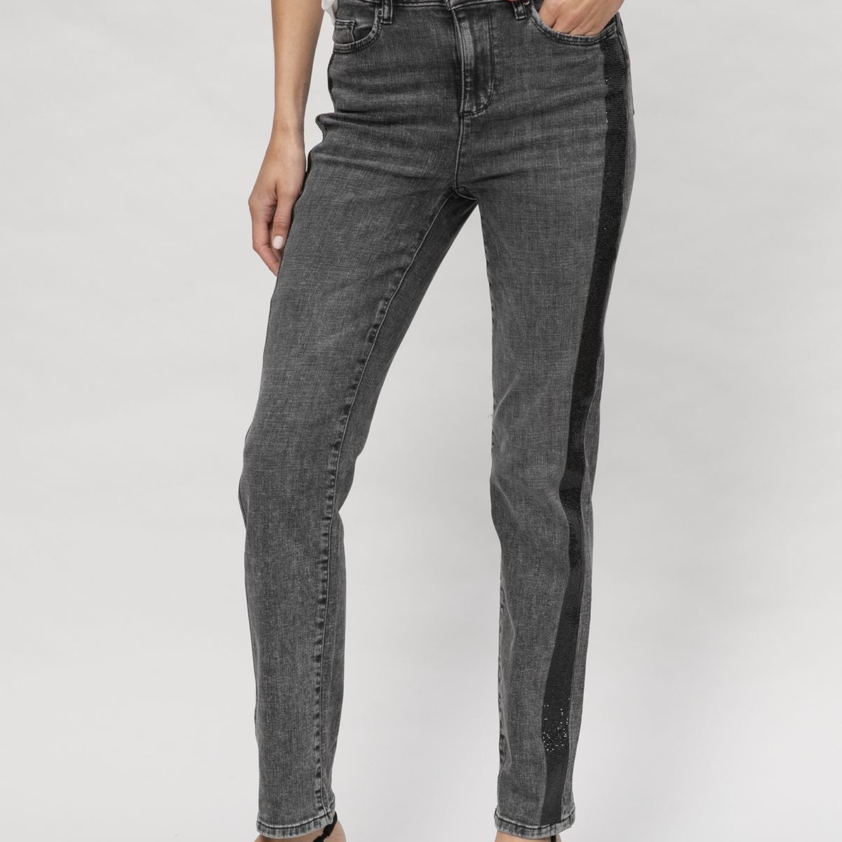 KARL LAGERFELD - Jeans con banda lateral de lentejuelas