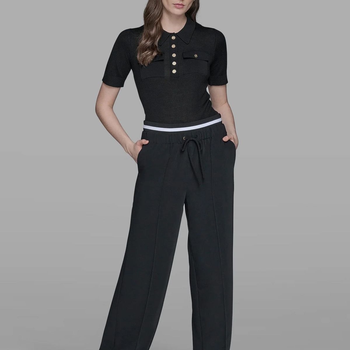 KARL LAGERFELD - Pantalón fluido con doble pretina elástica