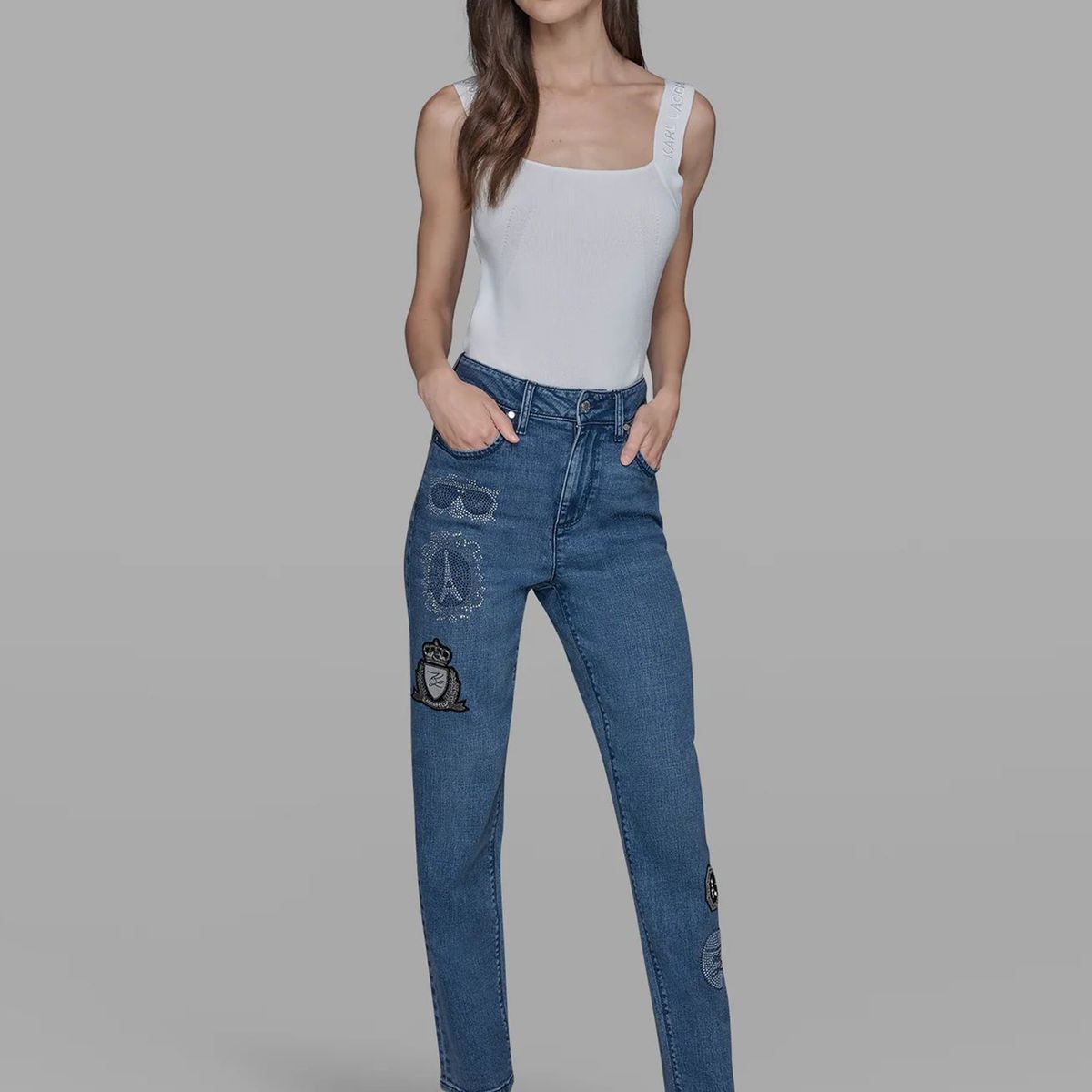 KARL LAGERFELD - Jeans con diseño de parches
