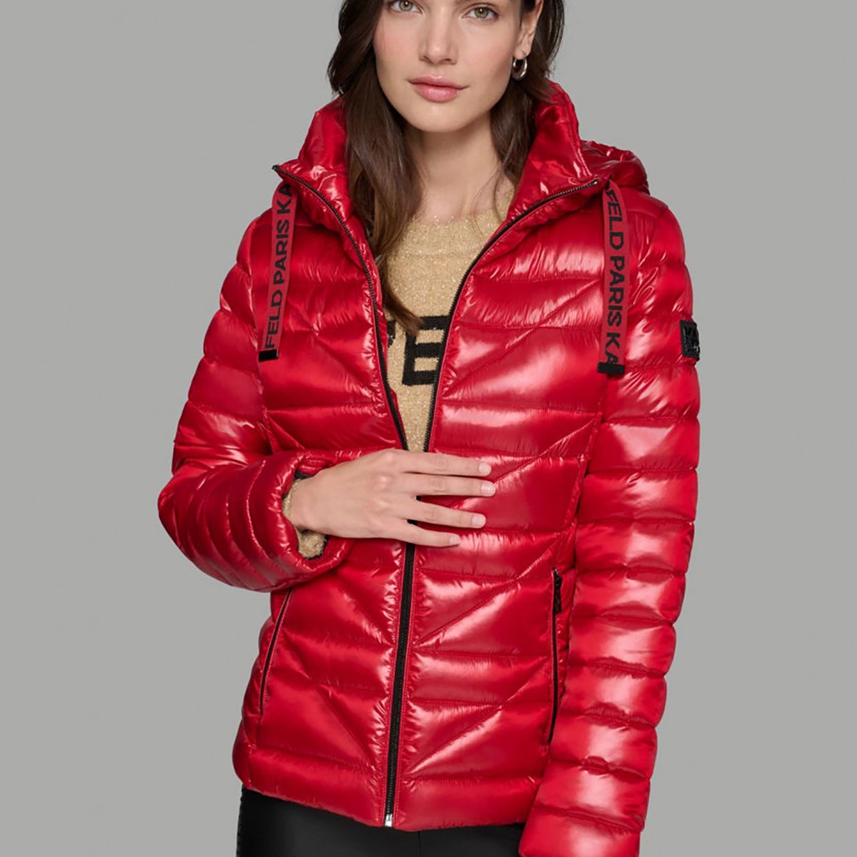 KARL LAGERFELD - Chaqueta ligera acolchada con gorro ajustable