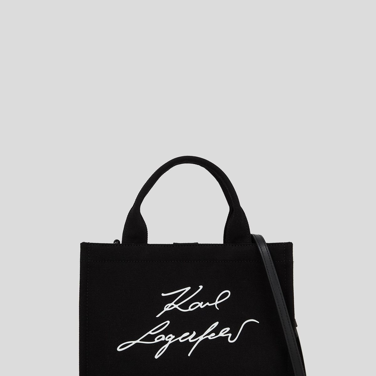 KARL LAGERFELD - Cartera tote pequeña de algodón con logo bordado