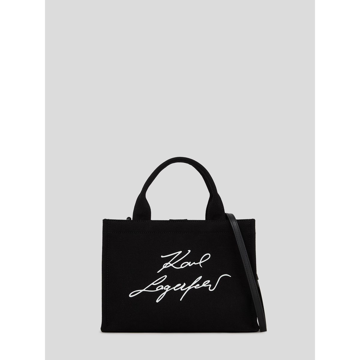 KARL LAGERFELD - Cartera tote pequeña de algodón con logo bordado