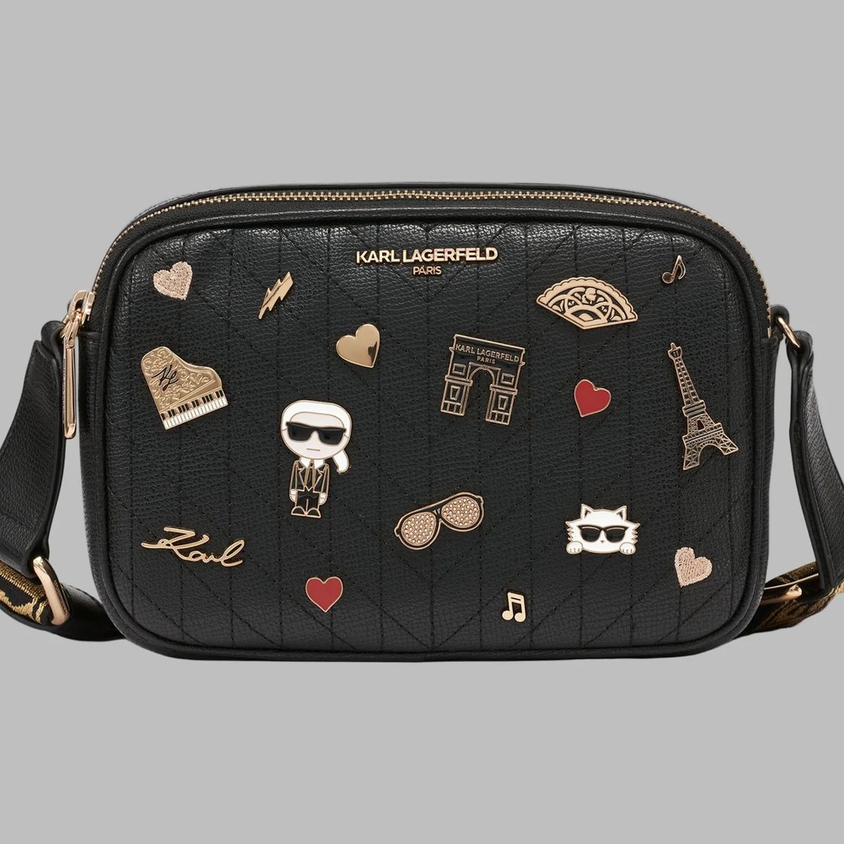 KARL LAGERFELD - Cartera bandolera Maybelle con pines metálicos