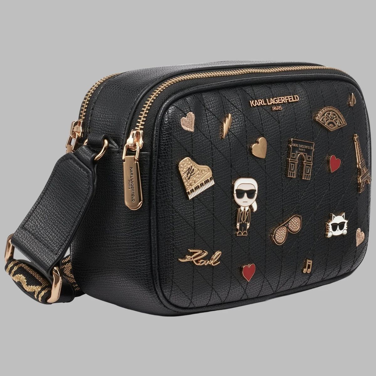 KARL LAGERFELD - Cartera bandolera Maybelle con pines metálicos