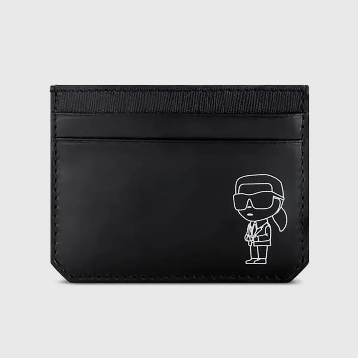 KARL LAGERFELD - Tarjetero plano de cuero con diseño Karl