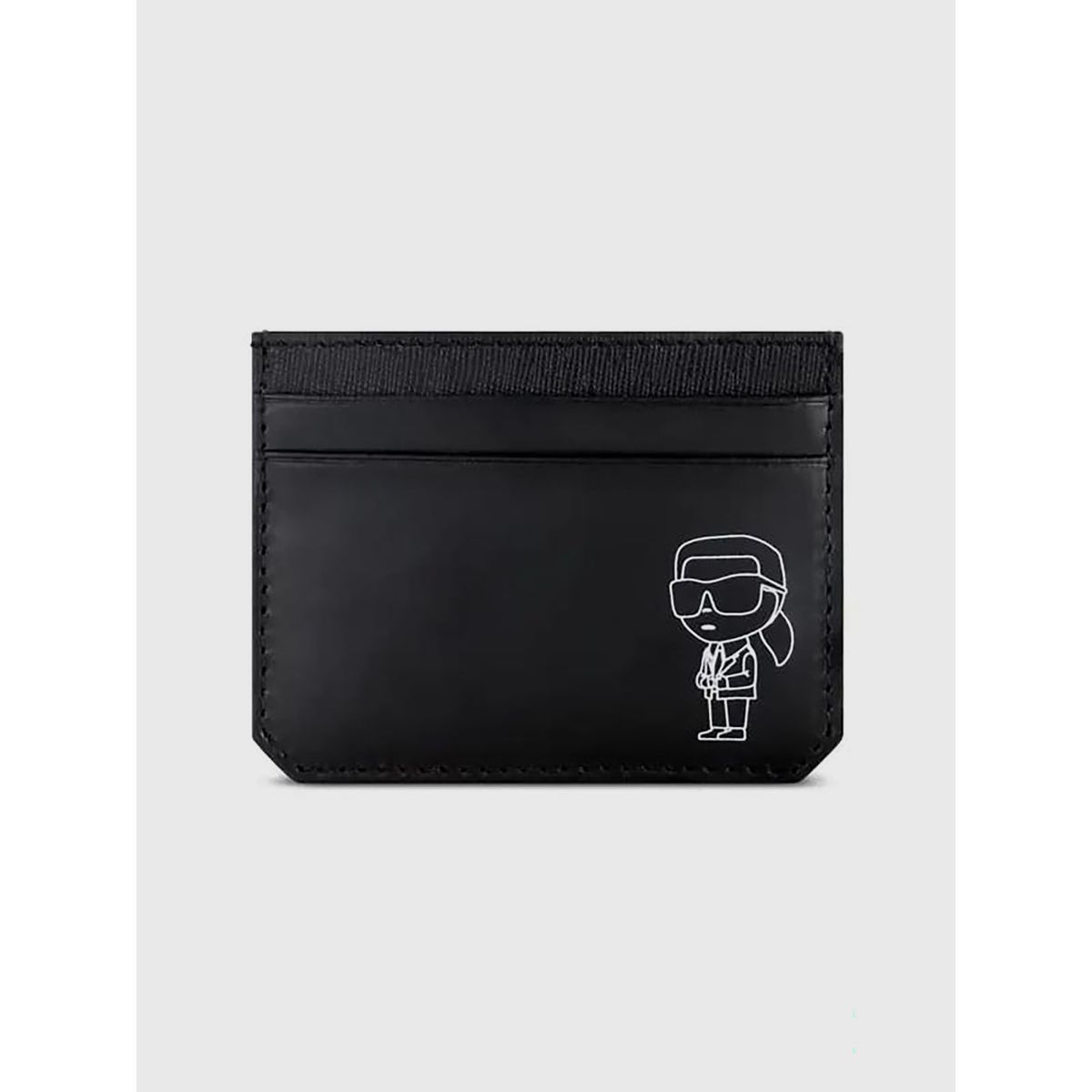 KARL LAGERFELD - Tarjetero plano de cuero con diseño Karl
