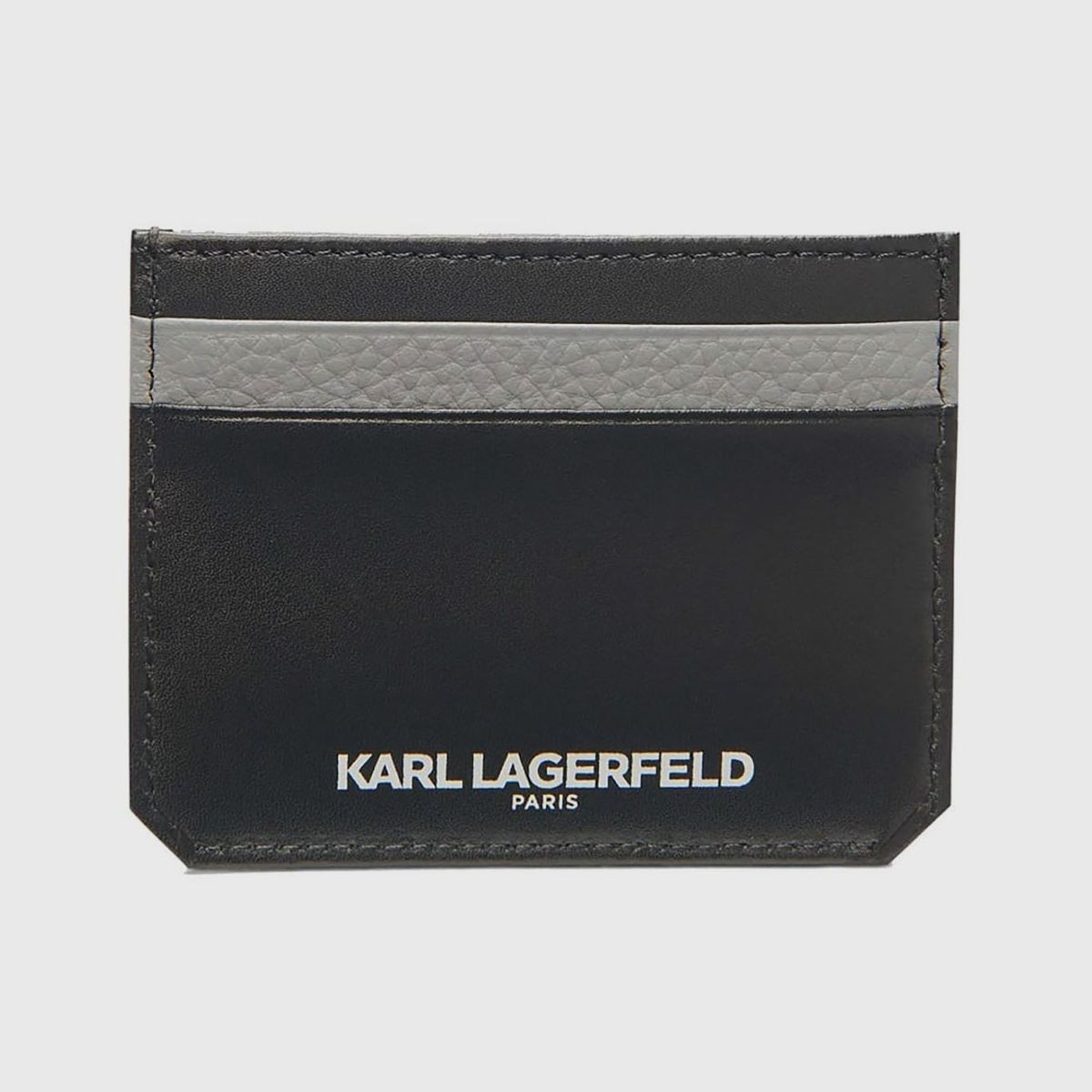 KARL LAGERFELD - Tarjetero plano de cuero con diseño Karl