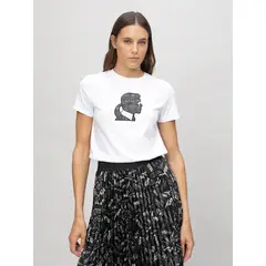 KARL LAGERFELD - Polera con perfil de Karl en tejido bouclé