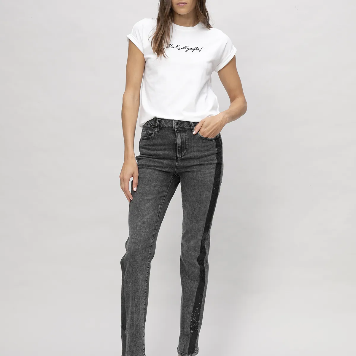 KARL LAGERFELD - Polera sin mangas con estampado de Karl