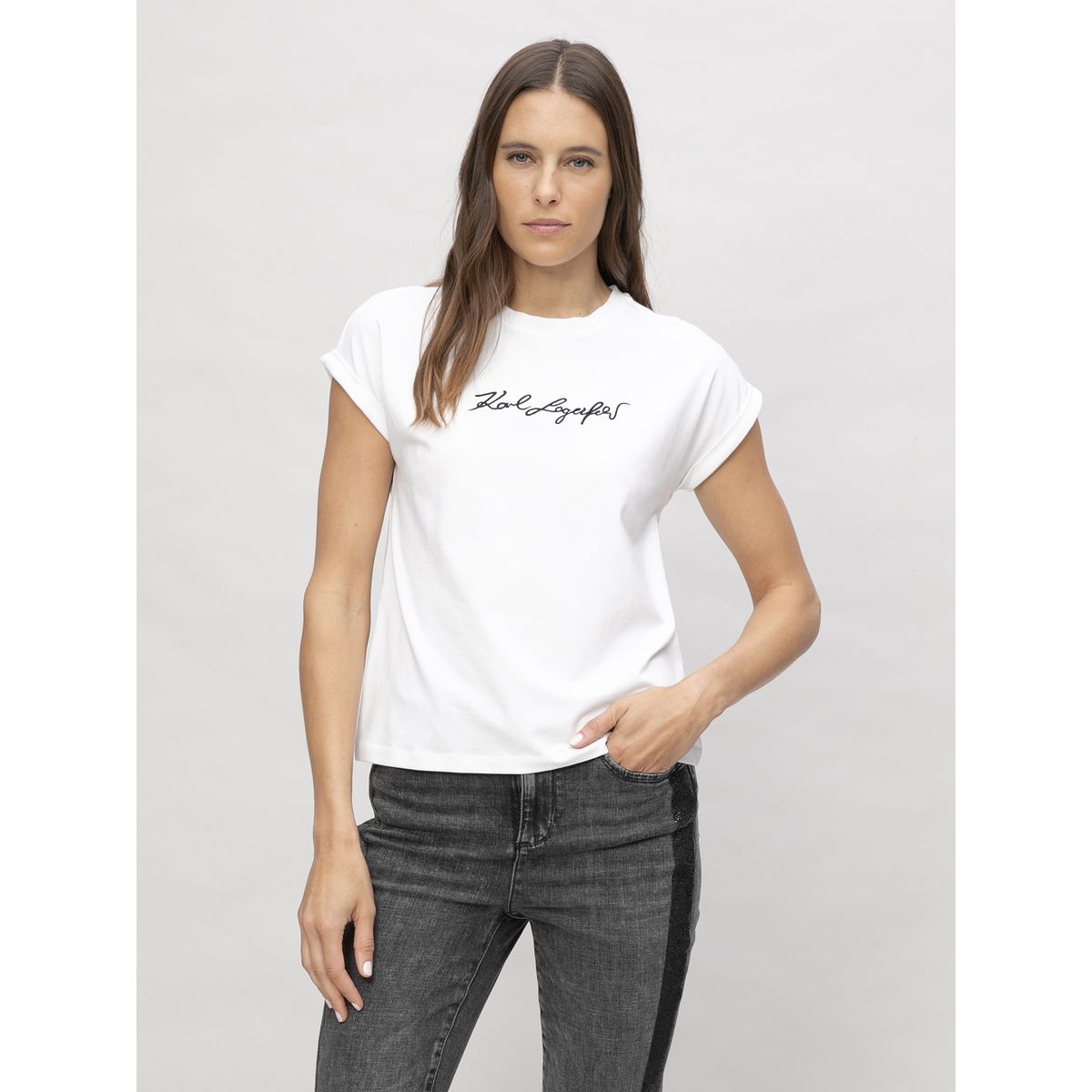 KARL LAGERFELD - Polera sin mangas con estampado de Karl