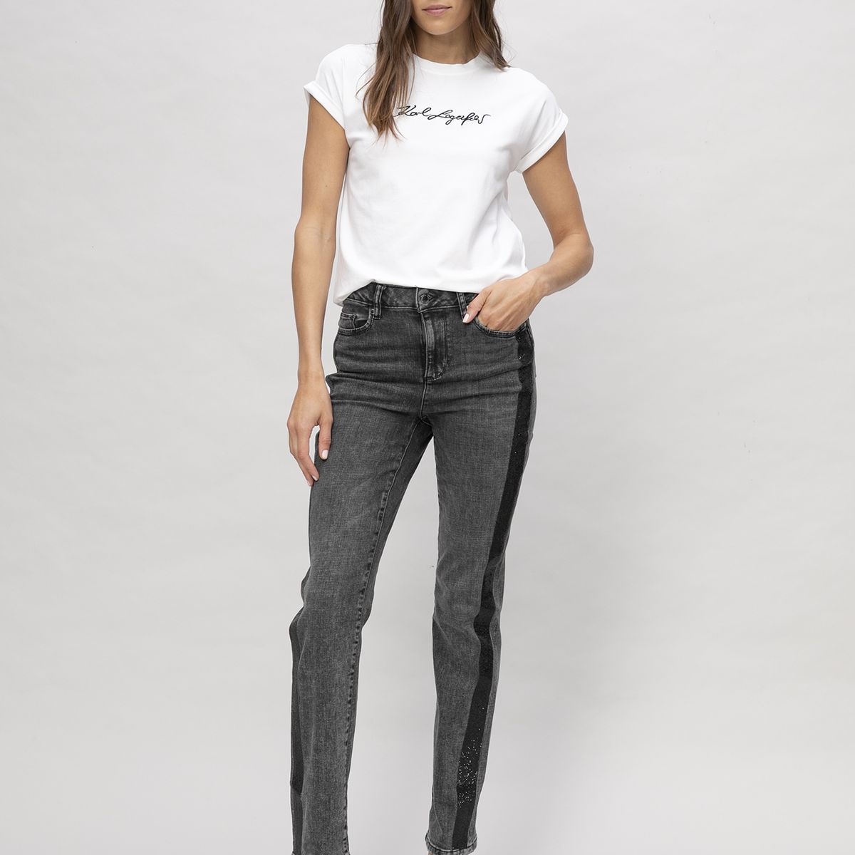 KARL LAGERFELD - Polera sin mangas con estampado de Karl