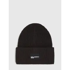 KARL LAGERFELD - Gorro largo tejido con parche frontal