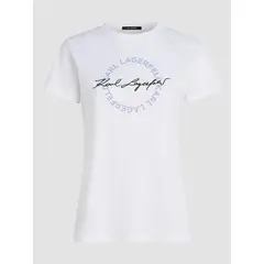 KARL LAGERFELD - Polera de cuello redondo con estampado de firma de Karl