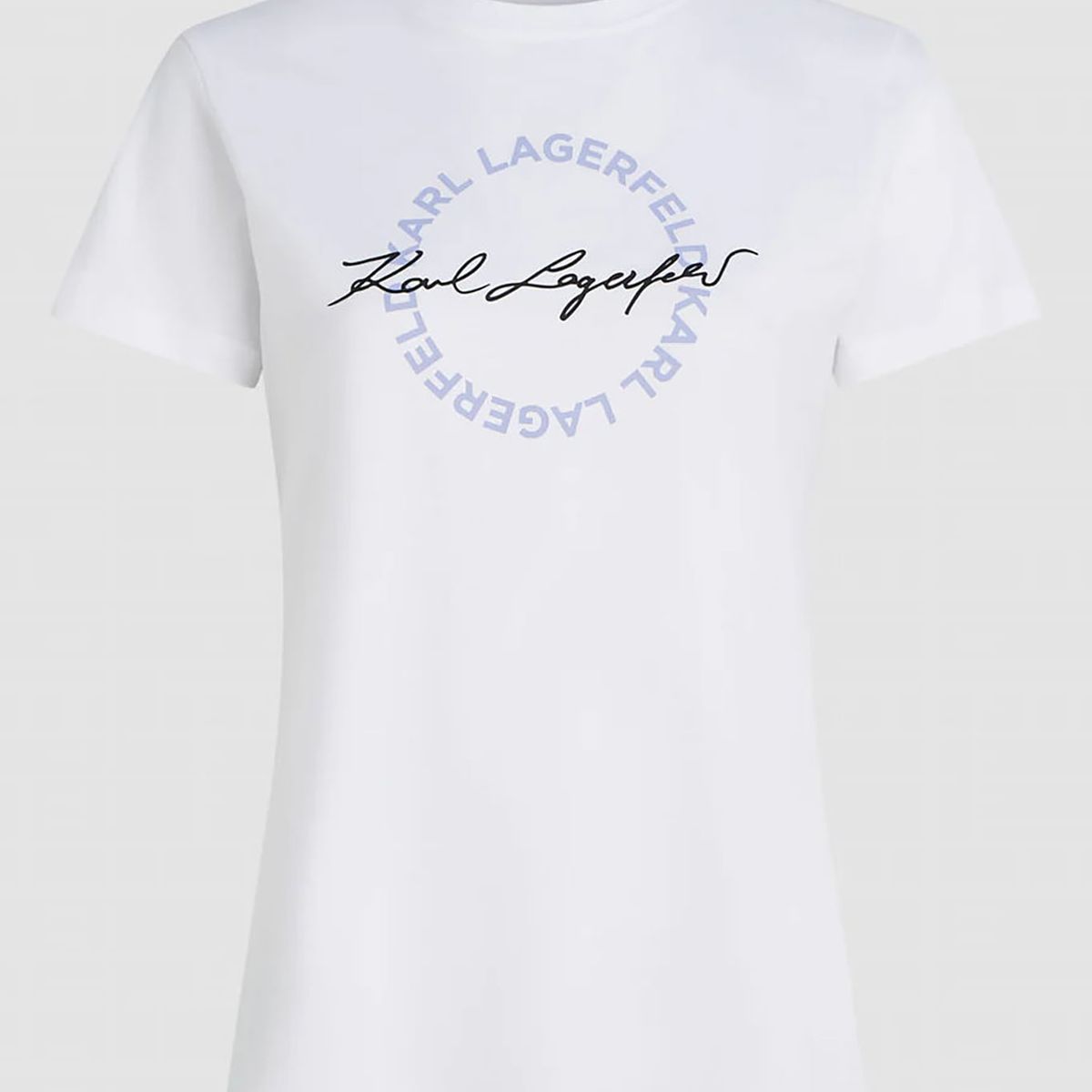 KARL LAGERFELD - Polera de cuello redondo con estampado de firma de Karl