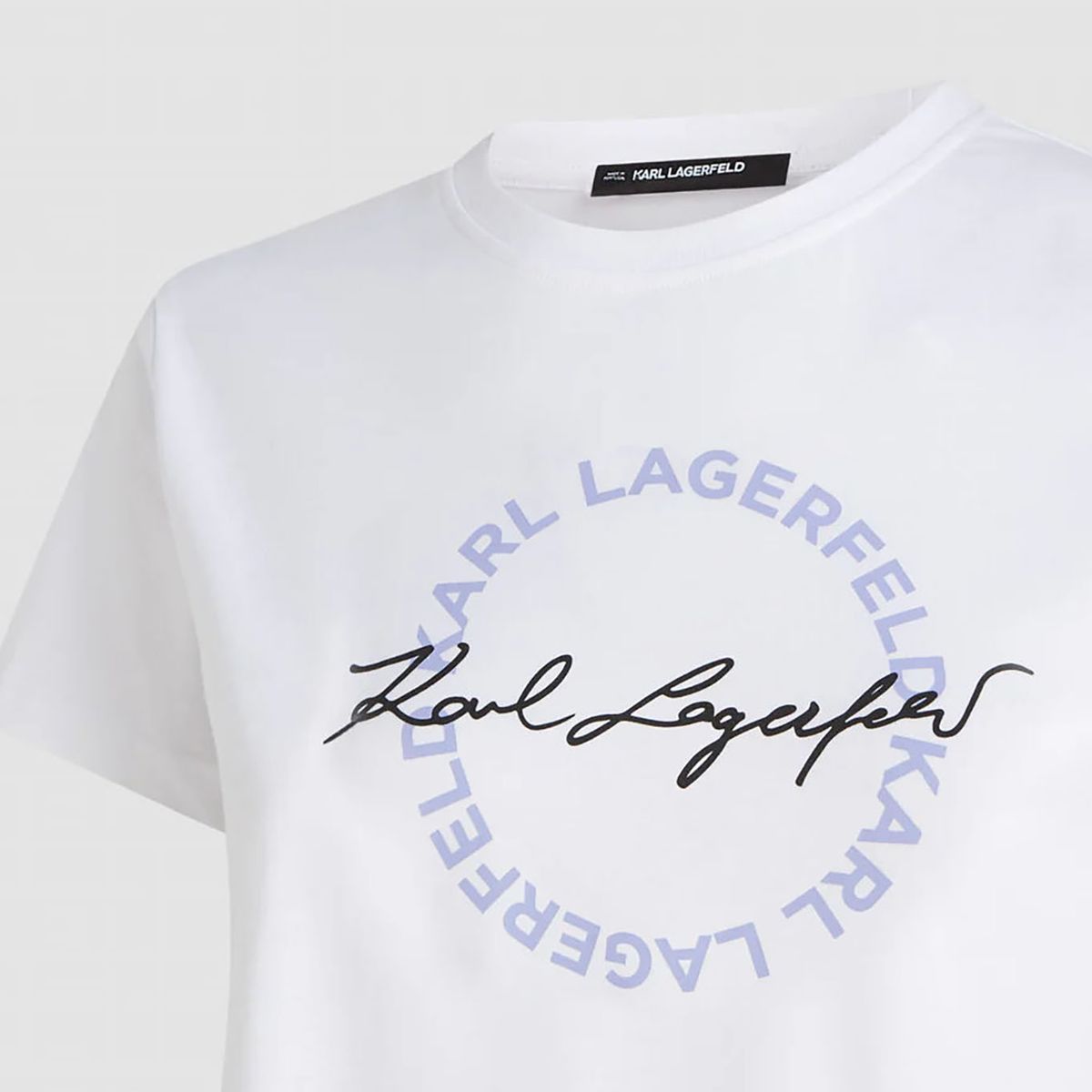KARL LAGERFELD - Polera de cuello redondo con estampado de firma de Karl
