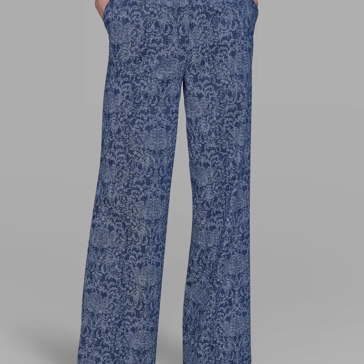 KARL LAGERFELD - Pantalón denim flare con estampado barroco