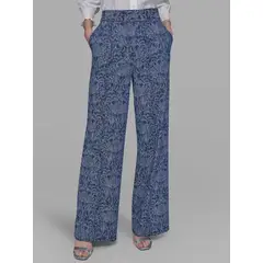 KARL LAGERFELD - Pantalón denim flare con estampado barroco