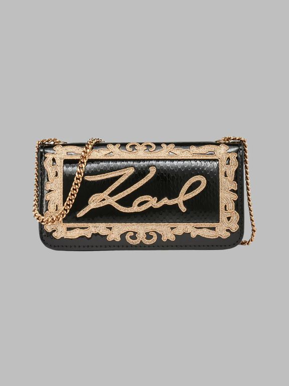 Cartera de hombro con logo bordado y cadena metalica Dorado Dorado TALLA UNICA