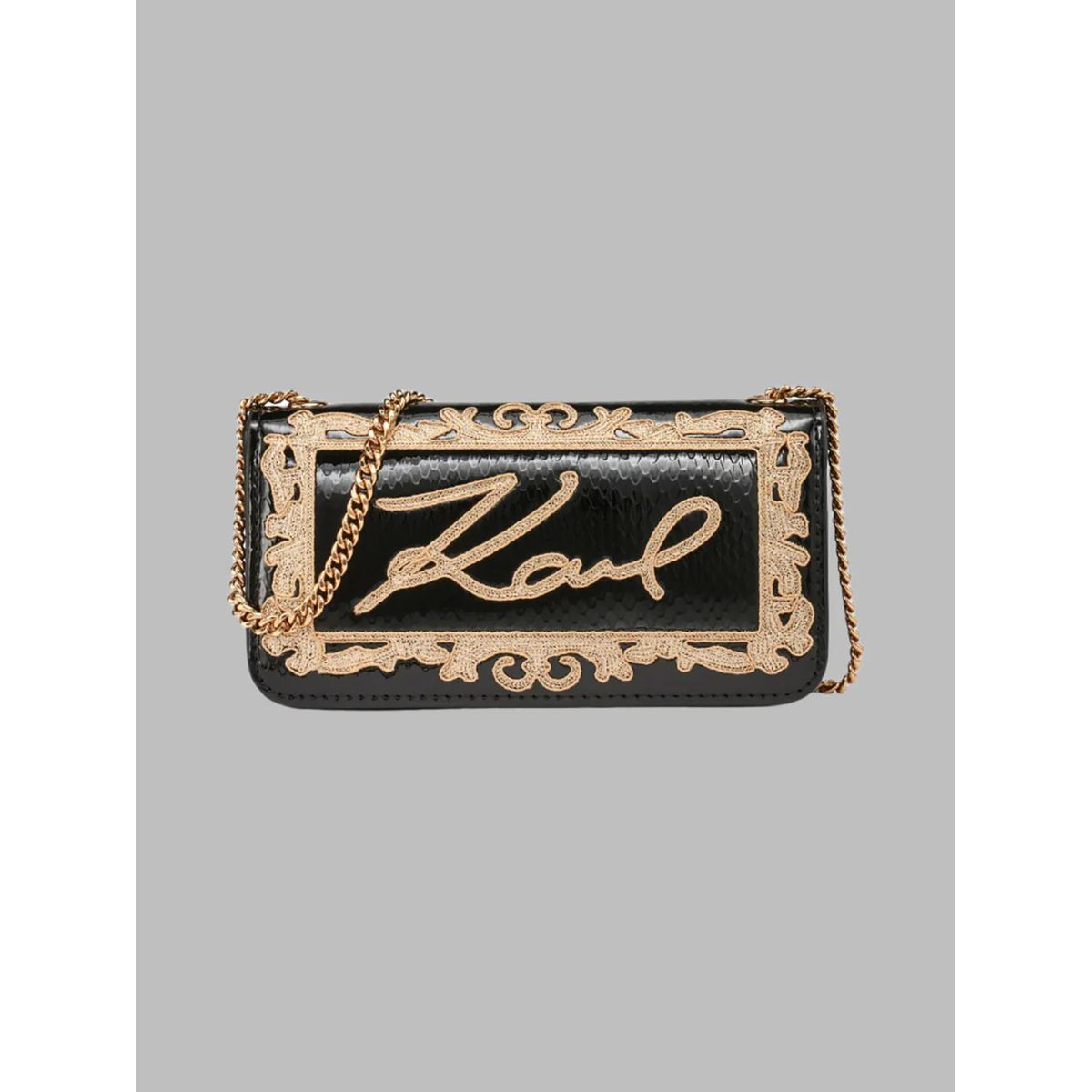 KARL LAGERFELD - Cartera de hombro con logo bordado y cadena metálica