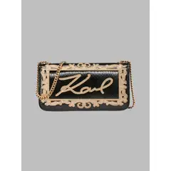 KARL LAGERFELD - Cartera de hombro con logo bordado y cadena metálica