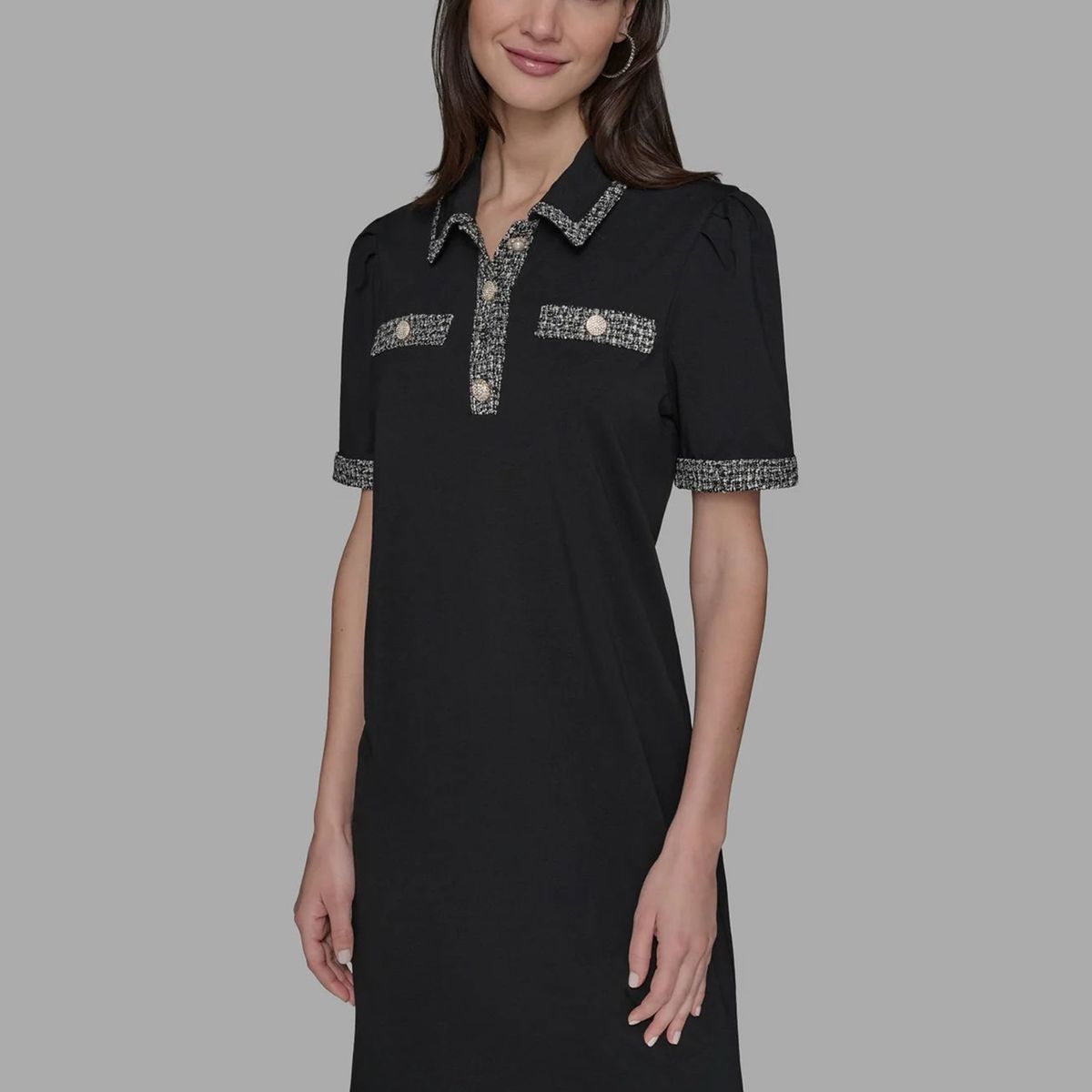 KARL LAGERFELD - Vestido con mangas abullonadas y cuello camisero