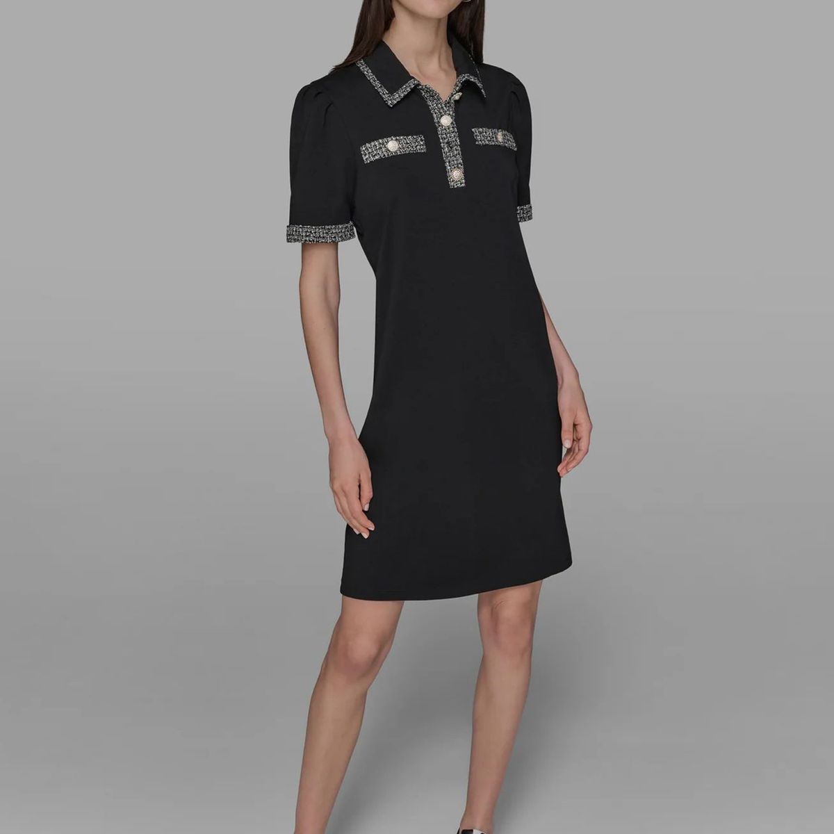 KARL LAGERFELD - Vestido con mangas abullonadas y cuello camisero