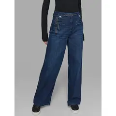 KARL LAGERFELD - Jeans rectos acampanados con cinturón de cadena