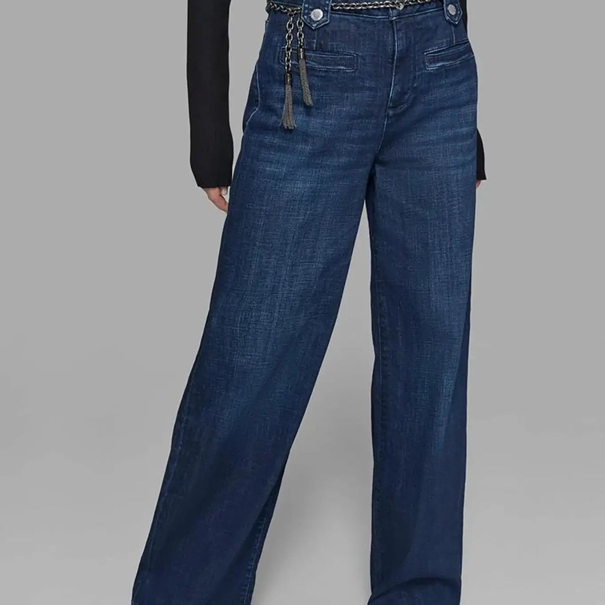 KARL LAGERFELD - Jeans rectos acampanados con cinturón de cadena