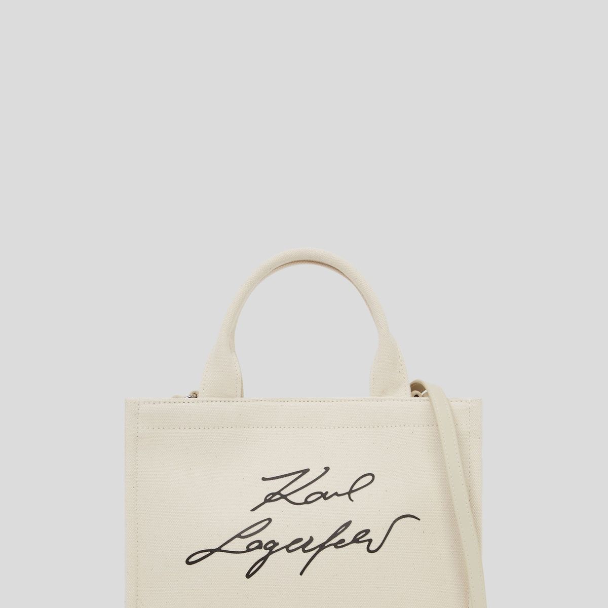 KARL LAGERFELD - Cartera tote pequeña de algodón con logo bordado