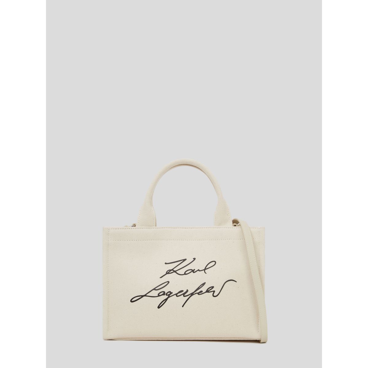 KARL LAGERFELD - Cartera tote pequeña de algodón con logo bordado