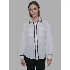 KARL LAGERFELD - Camisa de manga larga con detalles texturizados