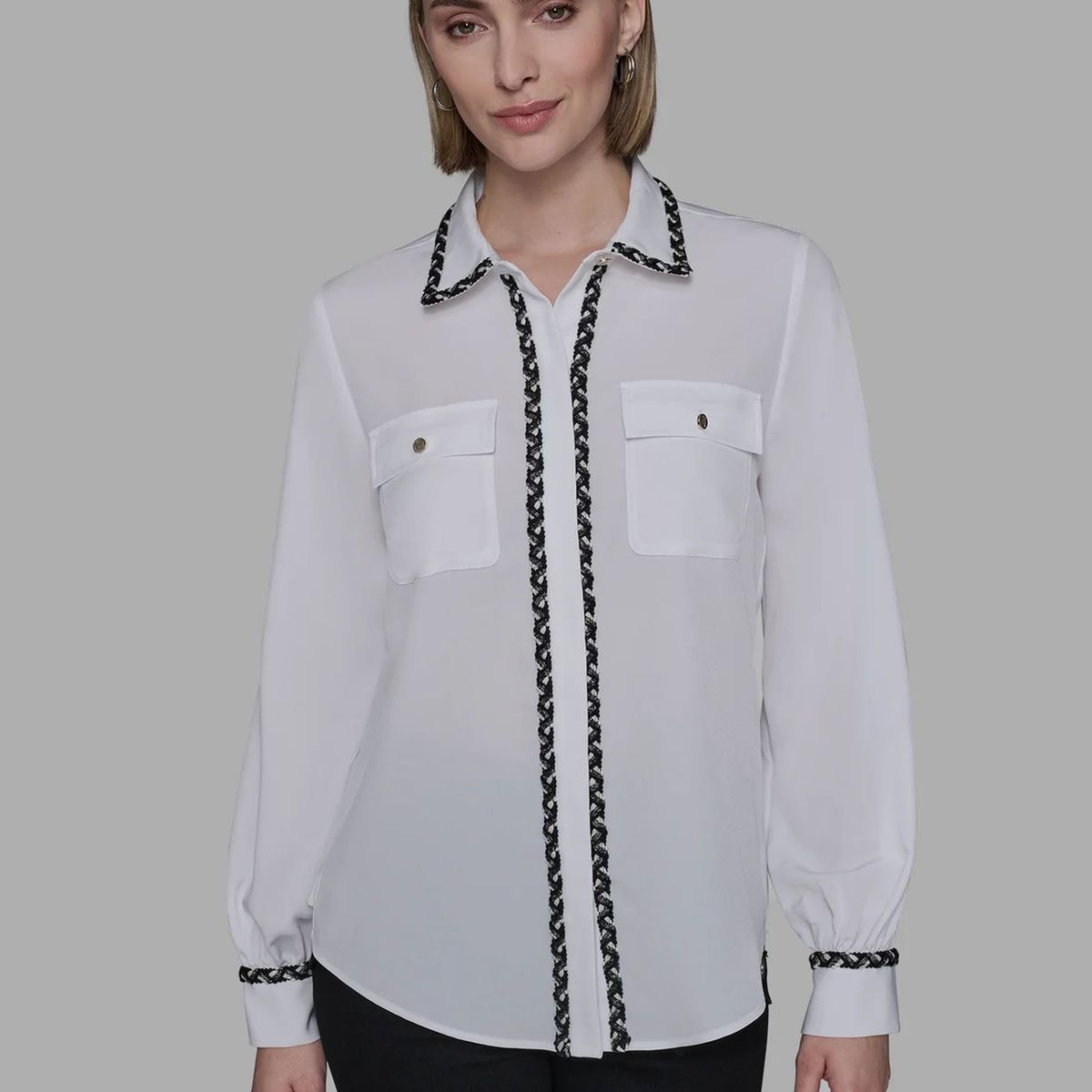 KARL LAGERFELD - Camisa de manga larga con detalles texturizados