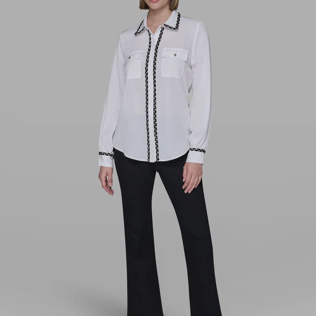 KARL LAGERFELD - Camisa de manga larga con detalles texturizados