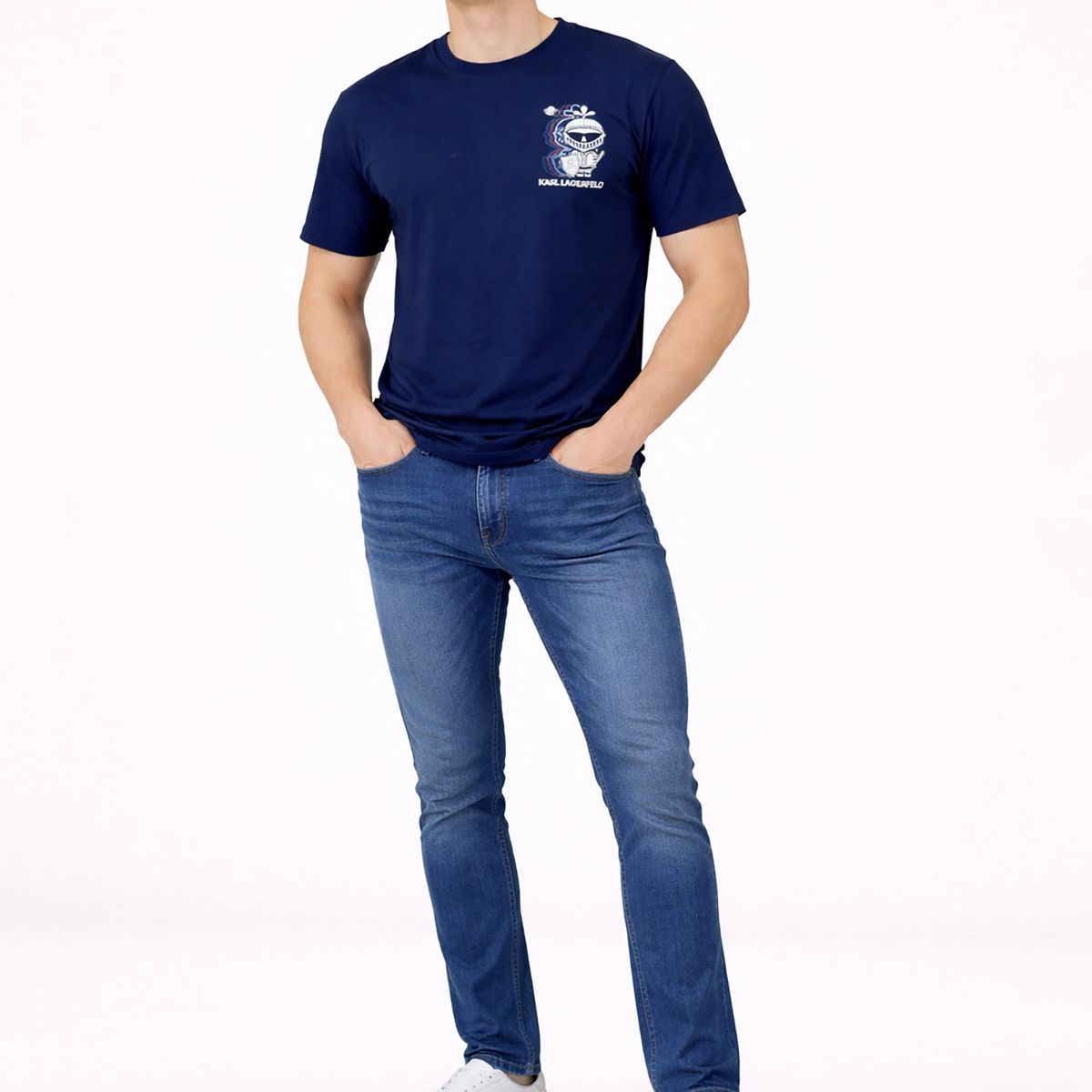 KARL LAGERFELD - Polera con estampado pequeño de en estilo armadura