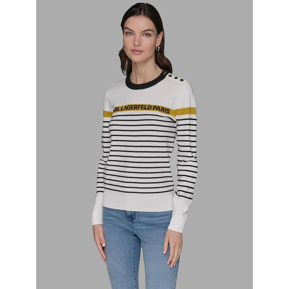 KARL LAGERFELD - Sweater a rayas con botones decorativos