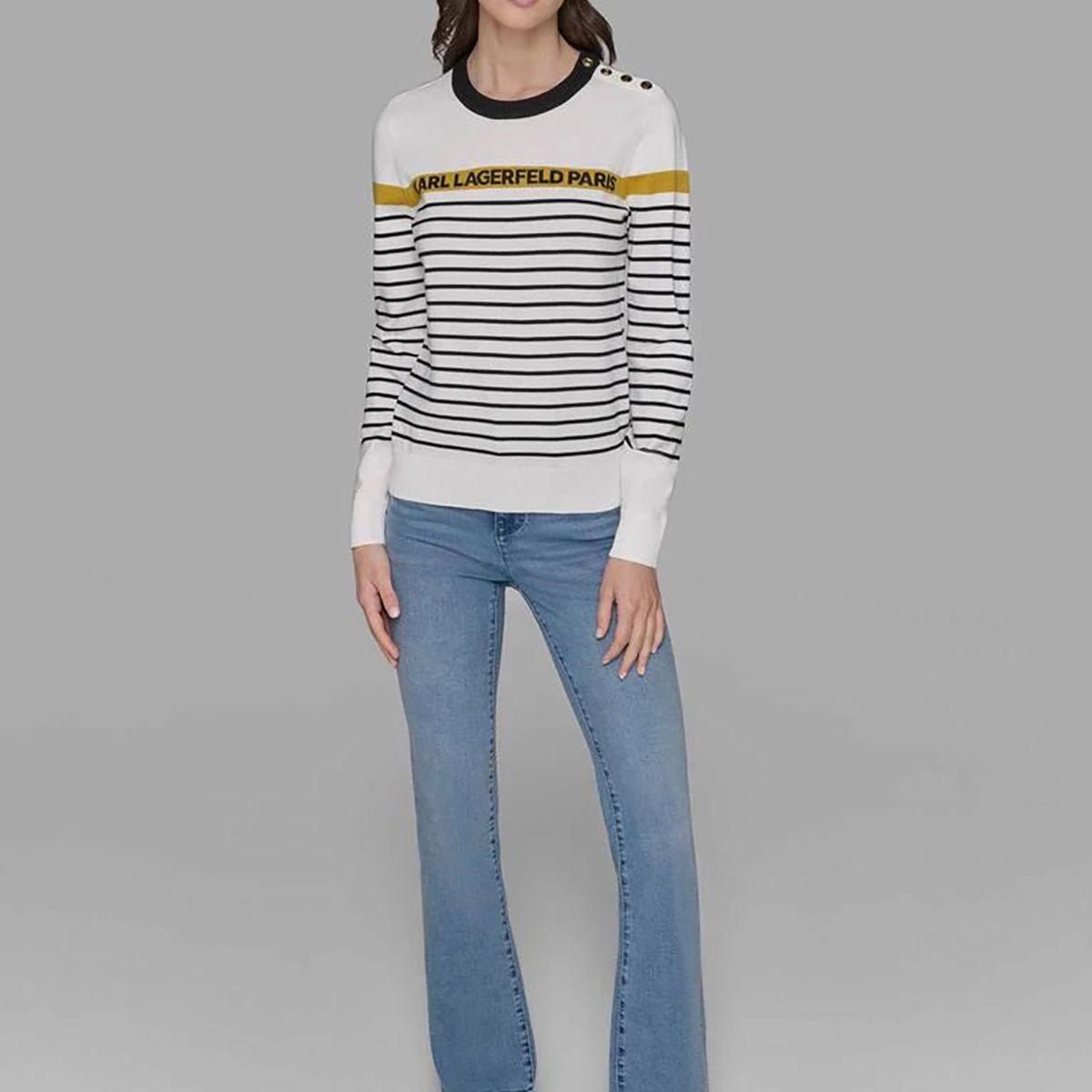 KARL LAGERFELD - Sweater a rayas con botones decorativos