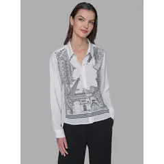 KARL LAGERFELD - Camisa con estampado gráfico distintivo de París