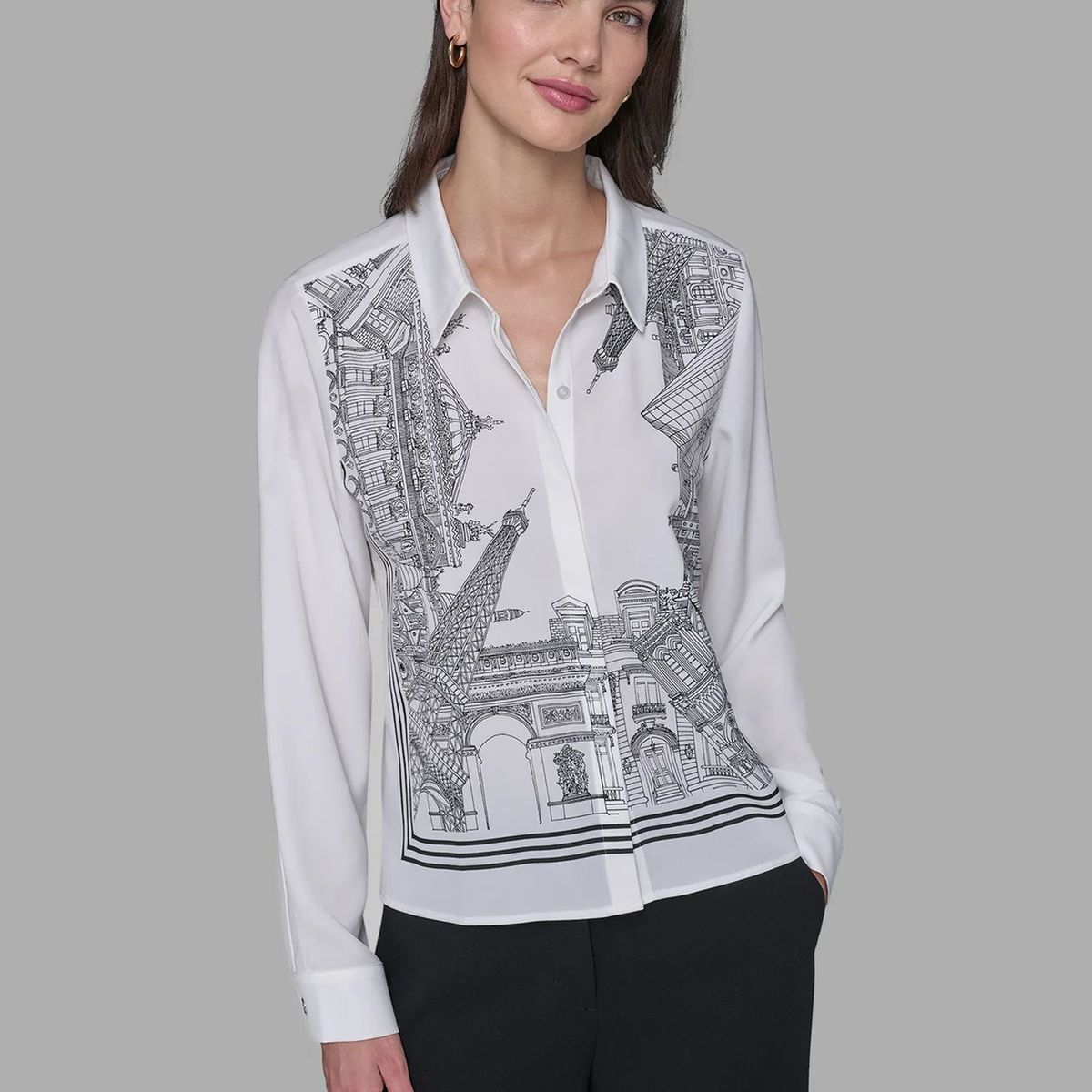 KARL LAGERFELD - Camisa con estampado gráfico distintivo de París